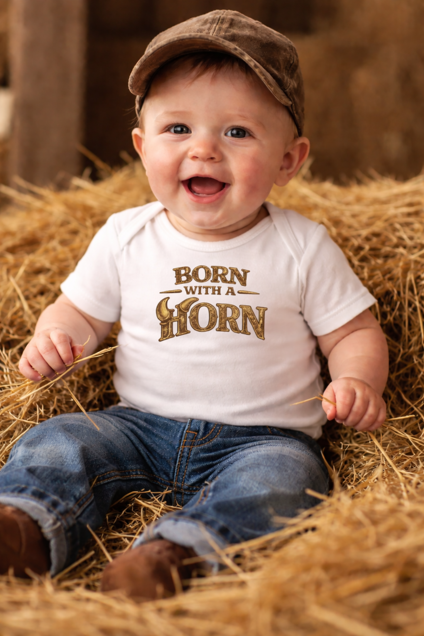 Born With a Horn Onesie / Infant Baby Rib Bodysuit
