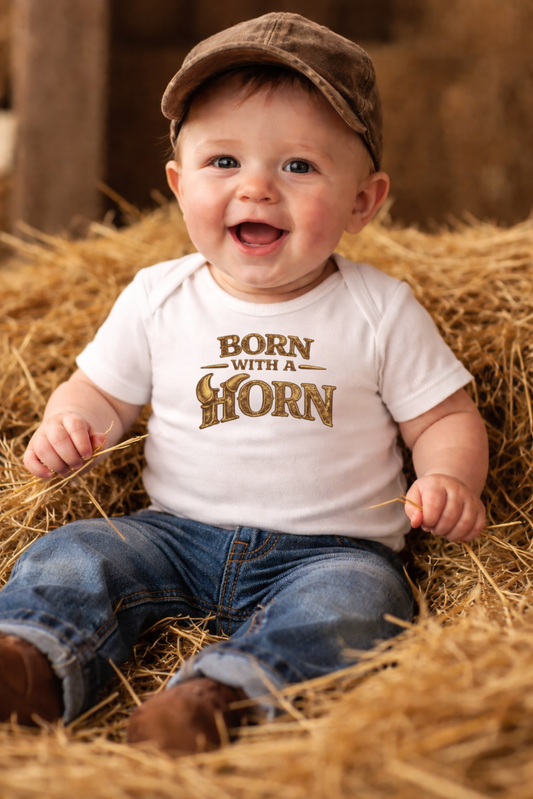 Born With a Horn Onesie / Infant Baby Rib Bodysuit