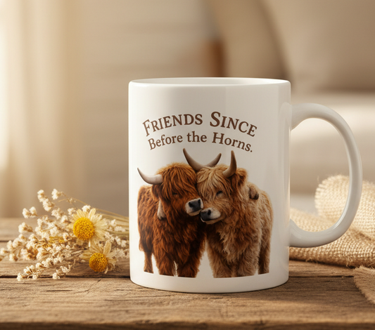 Hug Mug – “Friends Since Before the Horns”