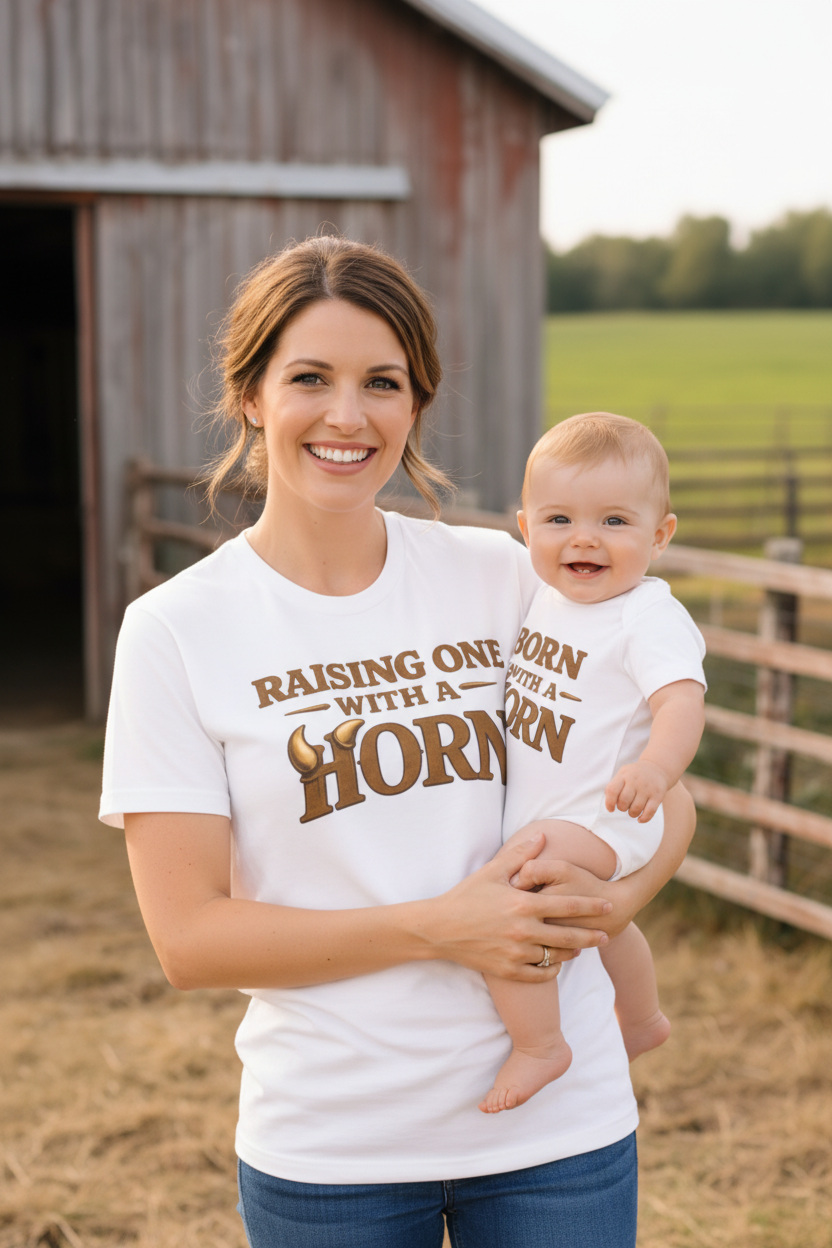 Mom and baby matching shirts mockup