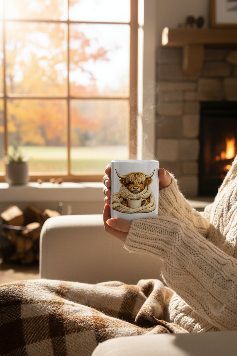 “Too Cozy to Care” Ceramic Mug, (11oz, 15oz)