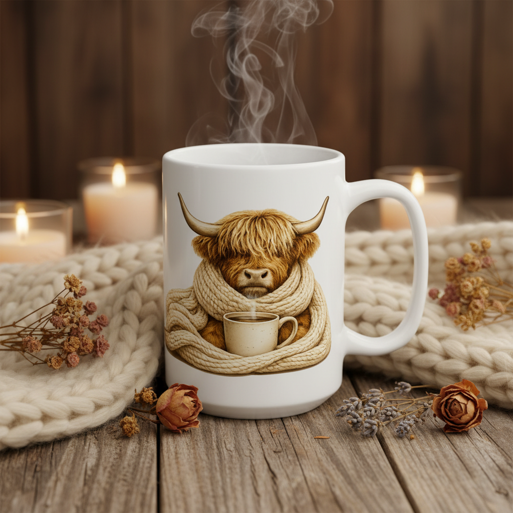 “Too Cozy to Care” Ceramic Mug, (11oz, 15oz)